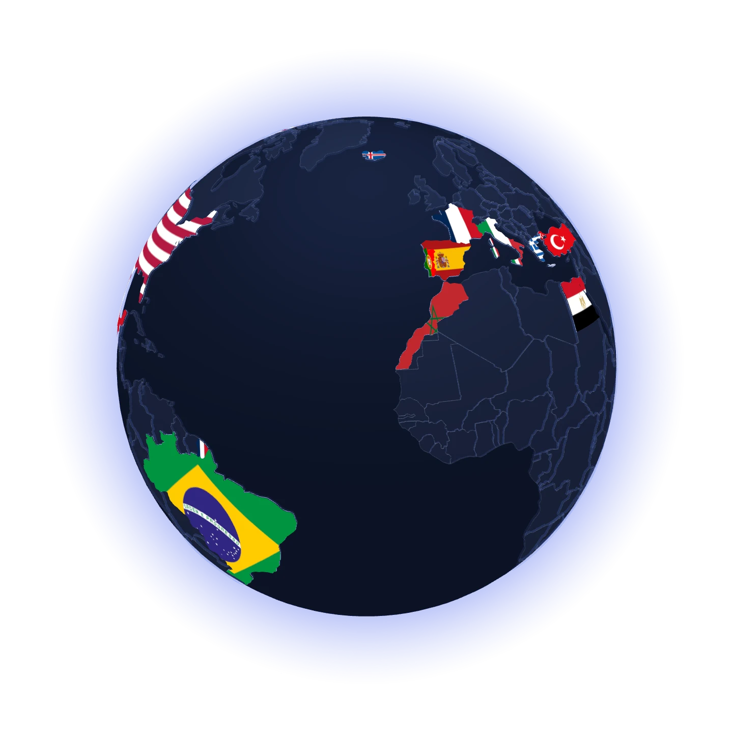Mundia globe — the countries you've collected